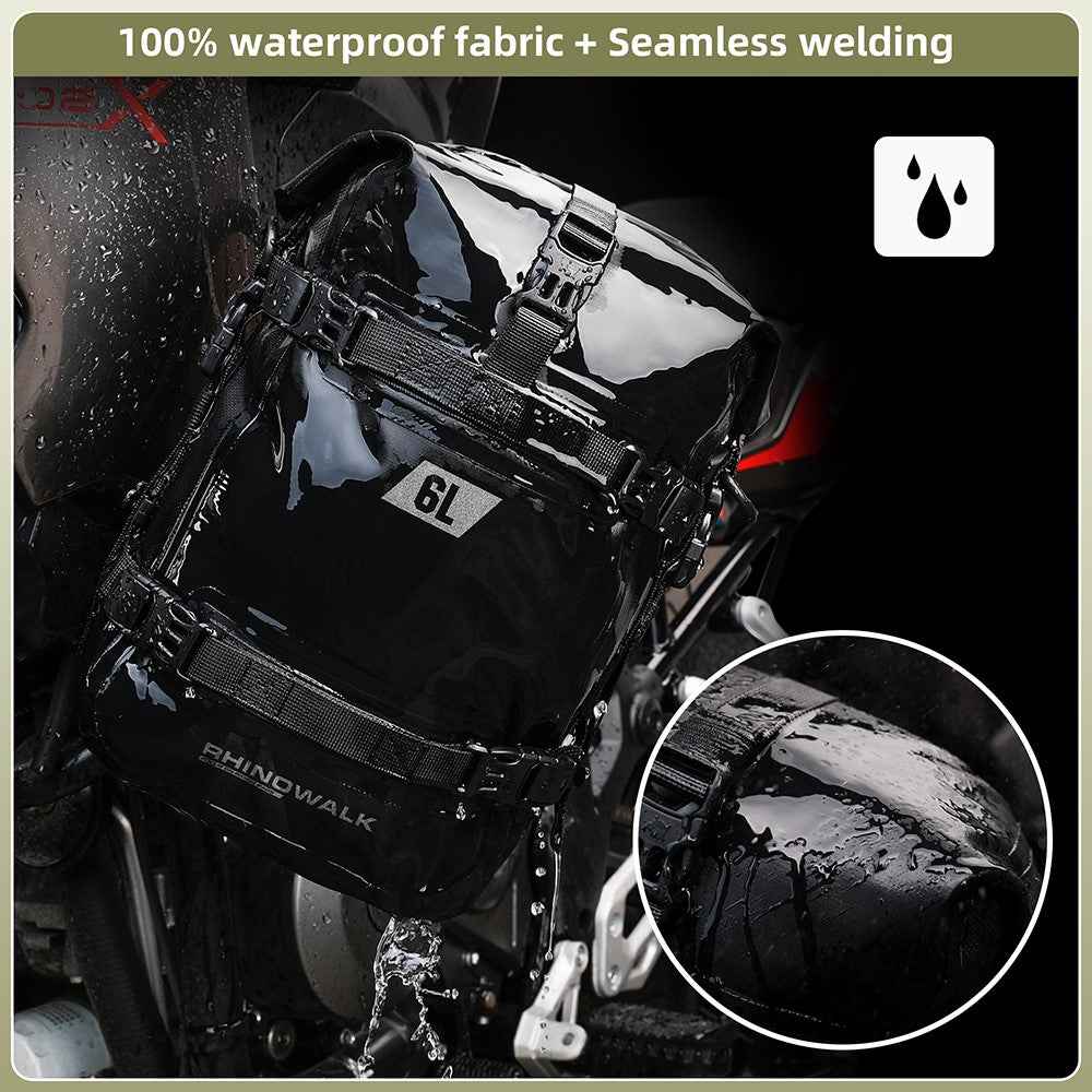 RHINOWALK MT2206 6L Waterproof Motorcycle Side Storage Bag Motorbike Side Bumper Bag - Black