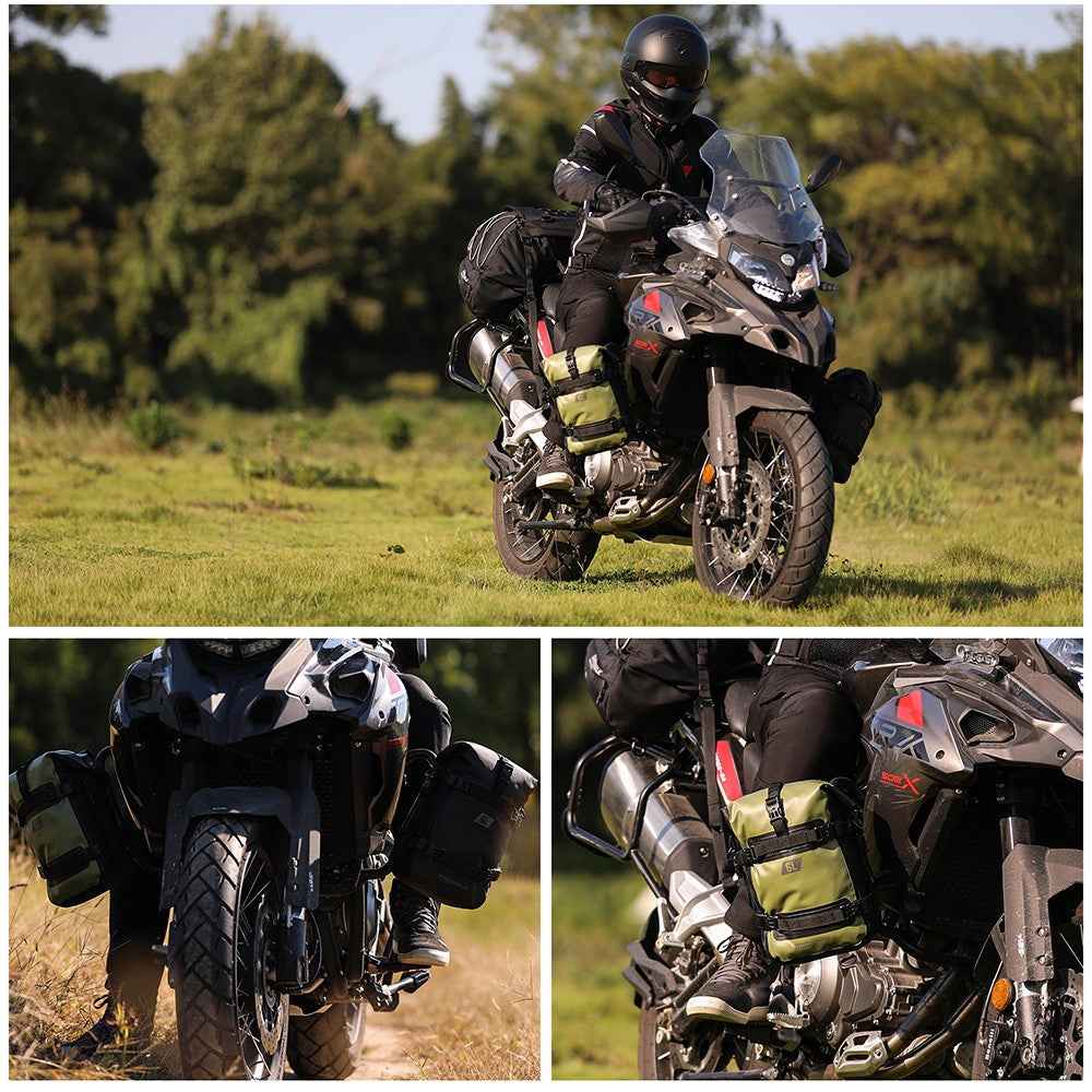 RHINOWALK MT2206 6L Waterproof Motorcycle Side Storage Bag Motorbike Side Bumper Bag - Army Green