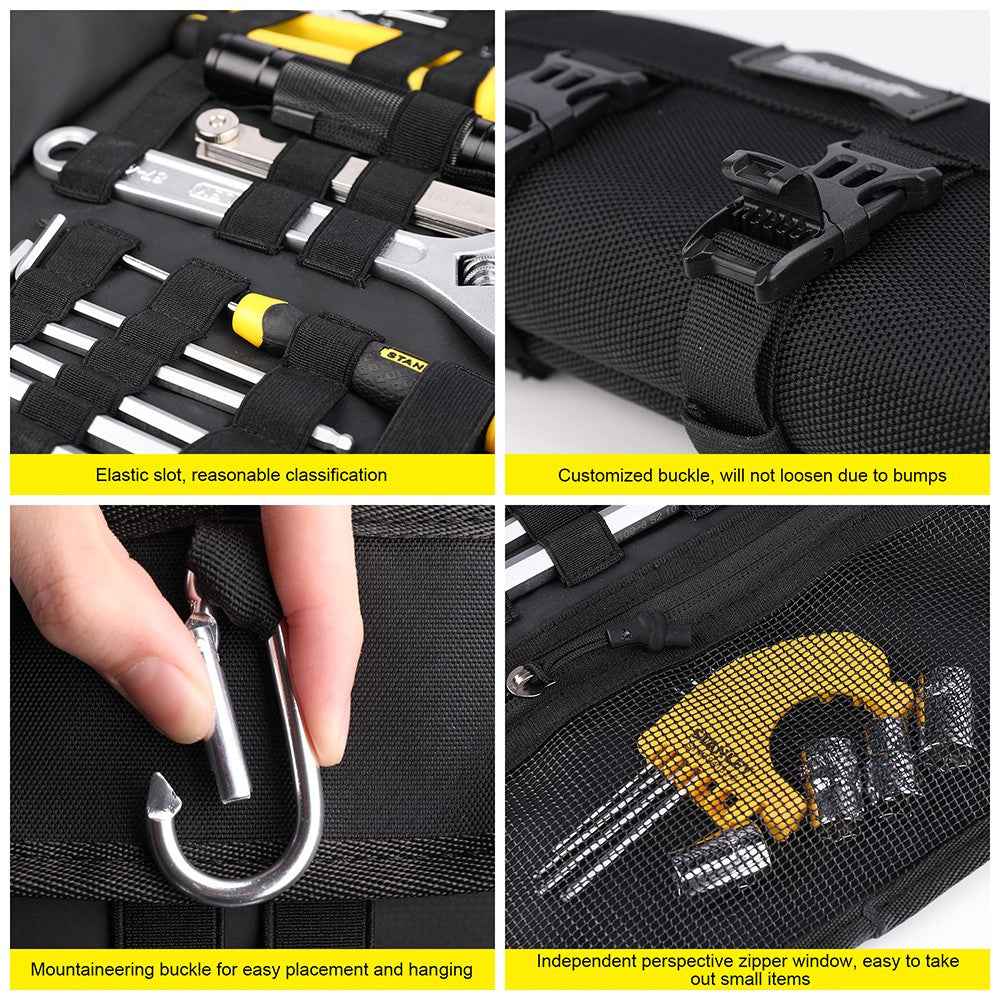 RHINOWALK MT103 Motorcycle Repair Tools Storage Bag 1680D Polyester Motorbike Tools Bag - Black