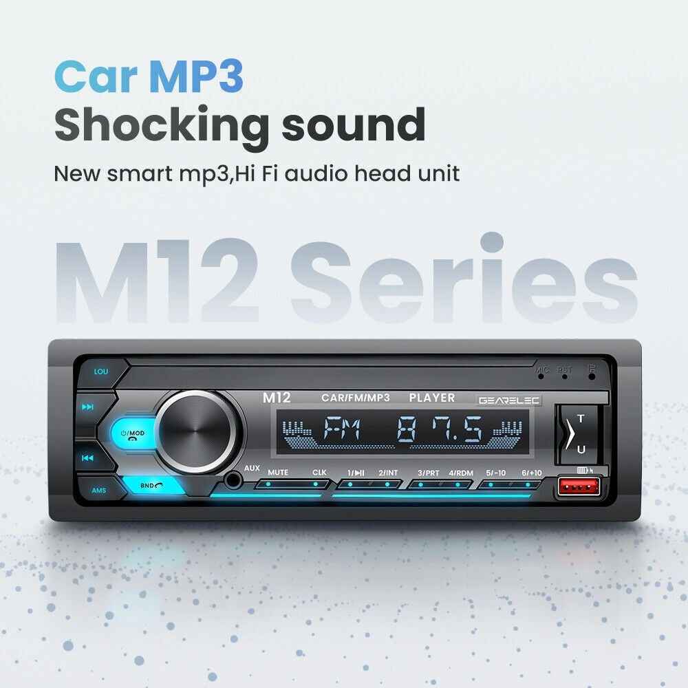 M12 AI Smart Bluetooth-compatible Lossless Music Car MP3 Player FM Radio, Support TF Card