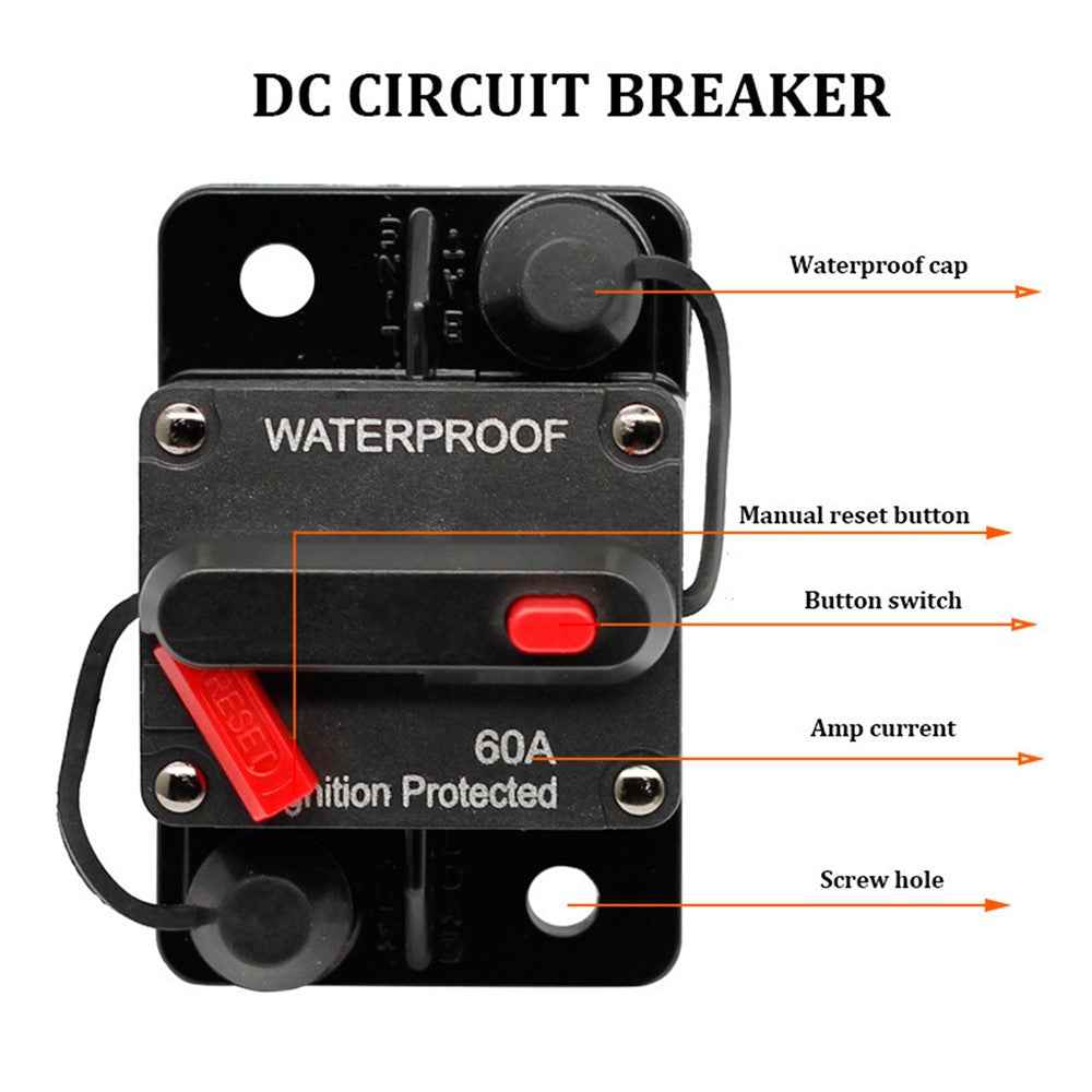 30A - 300A 12 - 48V DC IP67 Waterproof Circuit Breaker with Manual Reset Button for Car / Yacht / RV - 300A