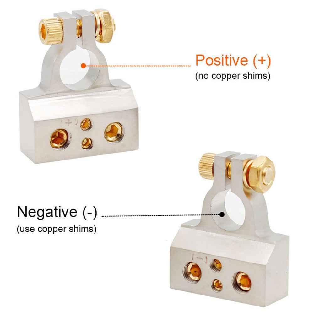 2Pcs Positive and Negative Car Battery Terminal Connectors for Automotive  /  Marine Battery Clamps - Gold
