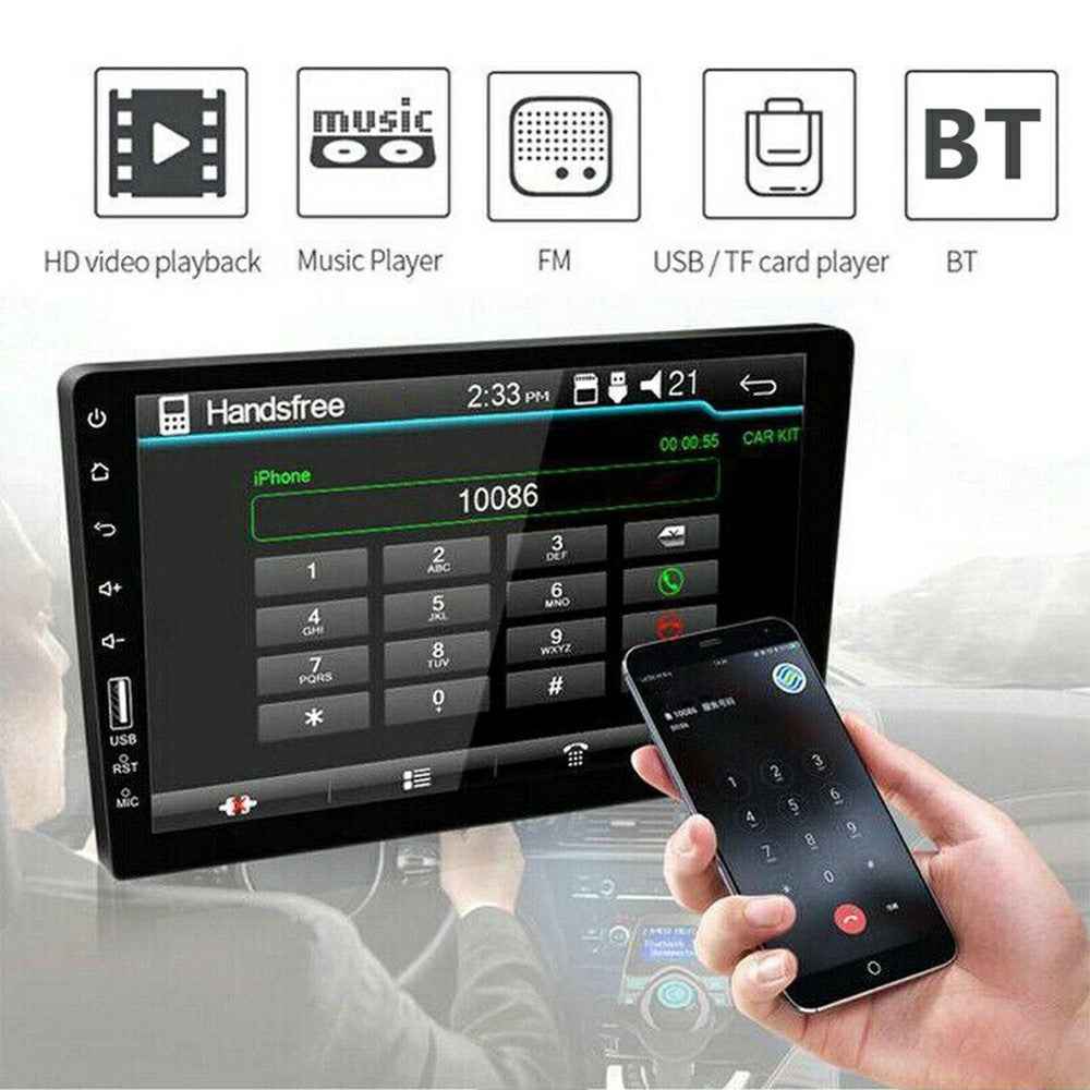 RH753B 9 Inch Touch Screen Car MP5 Player Multimedia Stereo FM Radio with Mic and 4 LED Rear View Camera