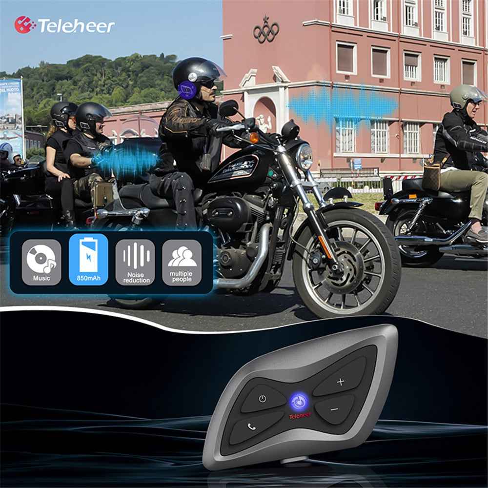 TELEHEER T6plus Motorcycle Helmet Bluetooth-compatible Headphone Outdoor Headset Waterproof Motorbike Sports Headset
