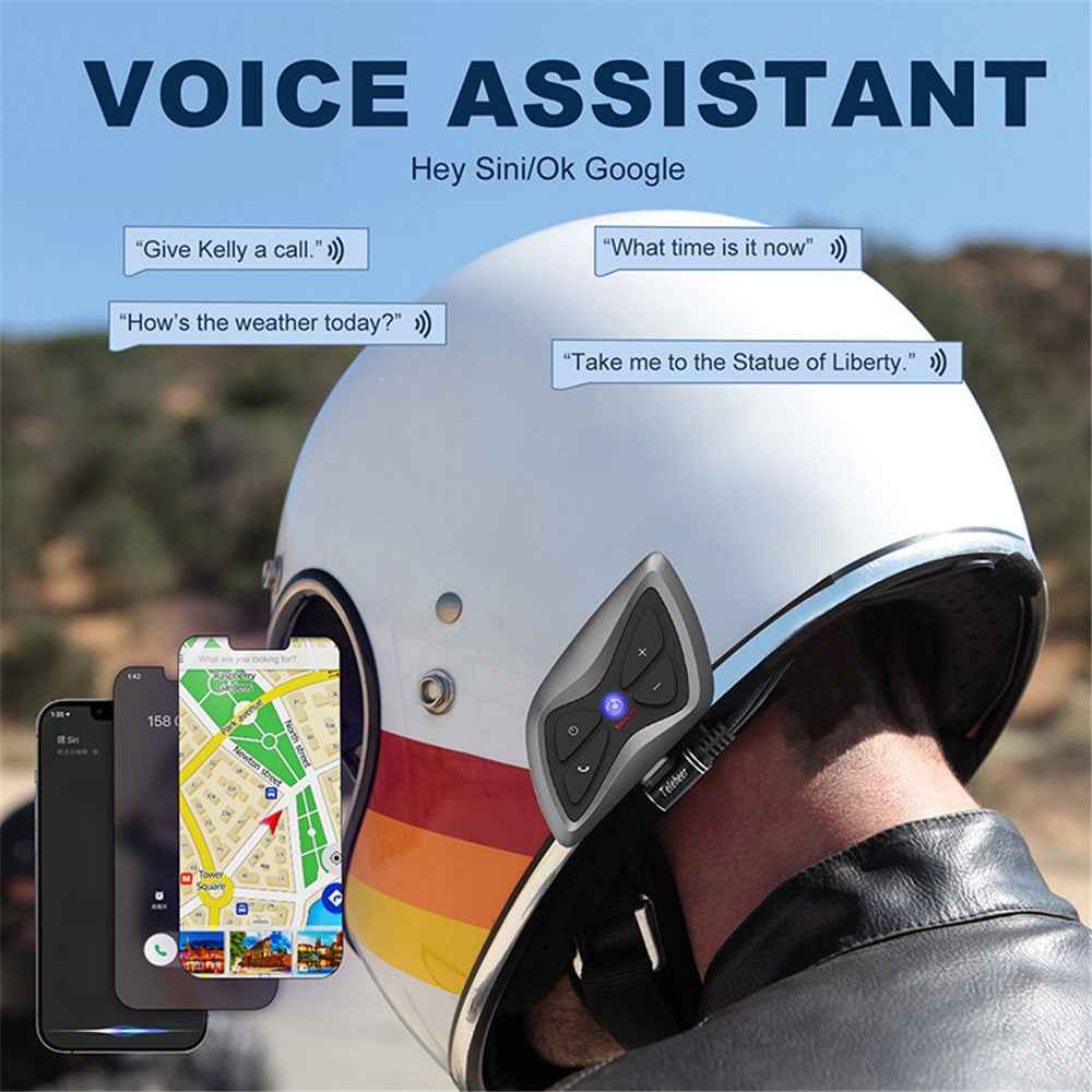 TELEHEER T6plus Motorcycle Helmet Bluetooth-compatible Headphone Outdoor Headset Waterproof Motorbike Sports Headset