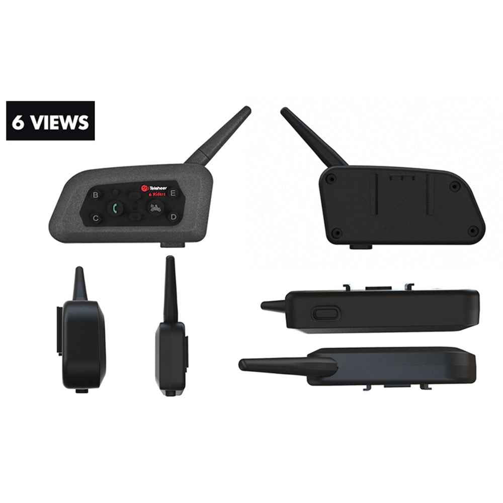 TELEHEER V6 Plus Motorcycle Helmet Bluetooth-compatible Walkie-Talkie with Headset Waterproof BT Wireless Walkie-Talkie Support 1500m Distance