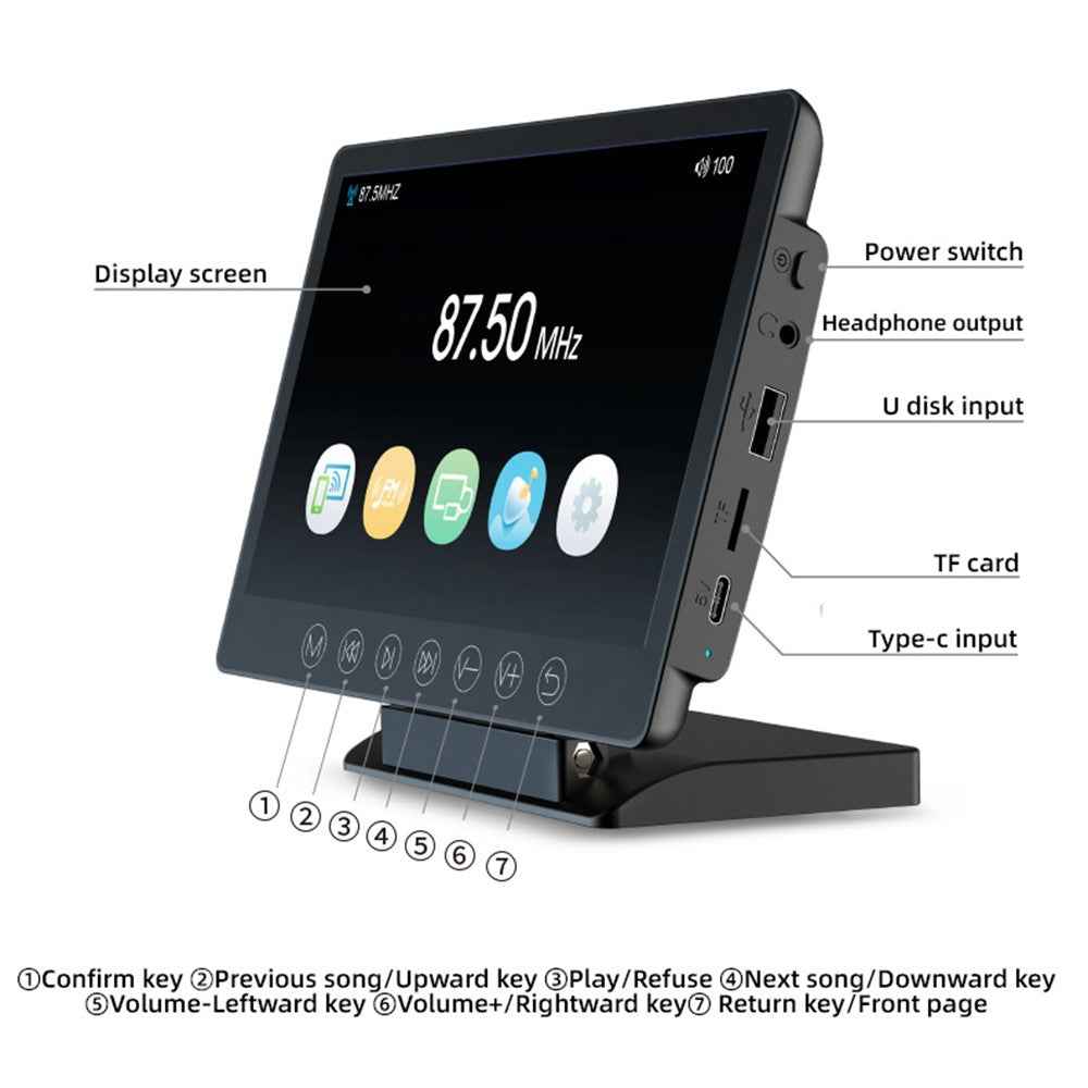M7 Wireless FM Transmitter Car MP5 Player 1080P HD WiFi Wireless 7 Inch Screen Projection Display TF Card / U Disk / AUX Player