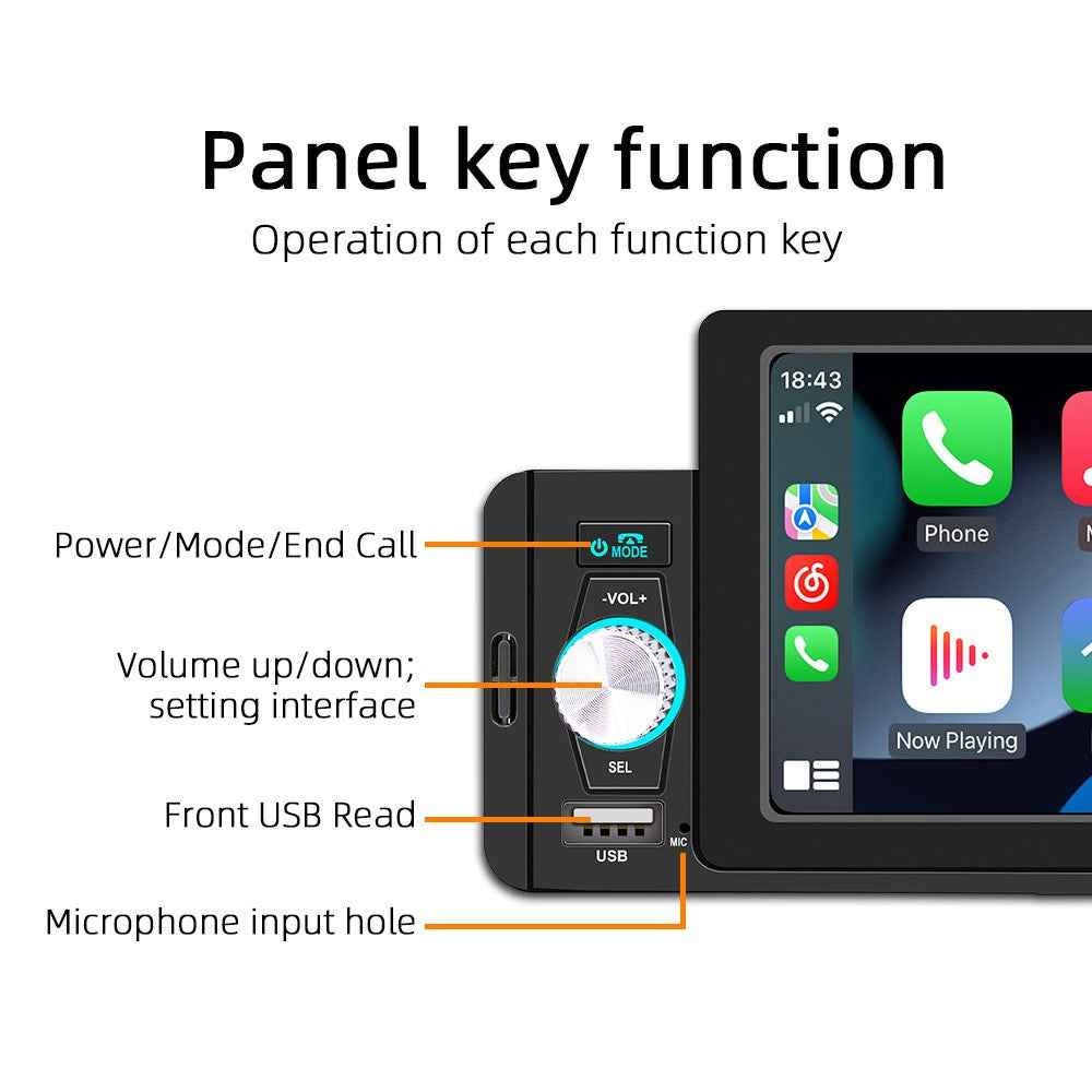 SWM 160C 5 inch Single Spindle Car Bluetooth-compatible Player MP5 MP4 Radio Audio Player CarPlay Cell Phone Connected Car BT Player
