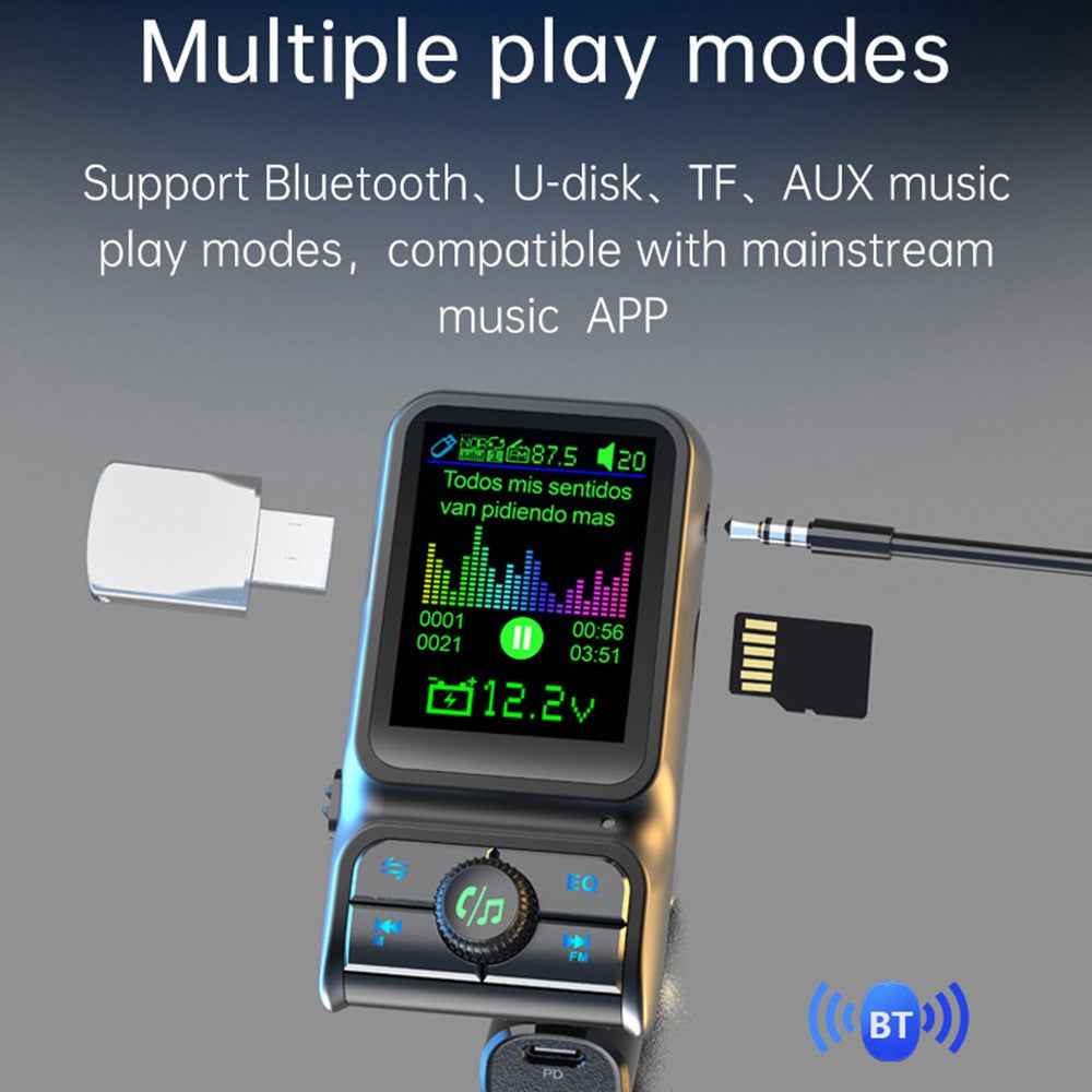 BC85 Car Bluetooth-compatible Player QC3.0 / PD Fast Charger 1.77" Color Screen Car FM Transmitter Support EQ Sound Adjustment