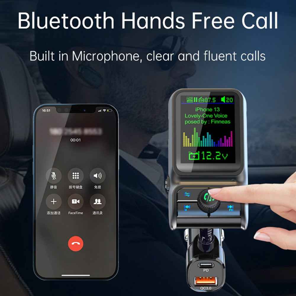 BC85 Car Bluetooth-compatible Player QC3.0 / PD Fast Charger 1.77" Color Screen Car FM Transmitter Support EQ Sound Adjustment