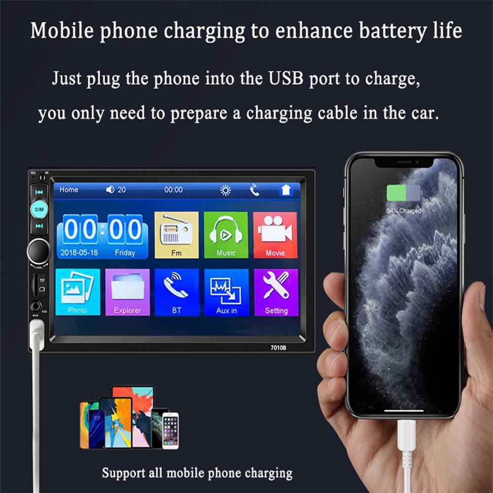 7010B 7-inch Touch Screen Car MP5 Player Multi-functional Car Audio Device Parking System