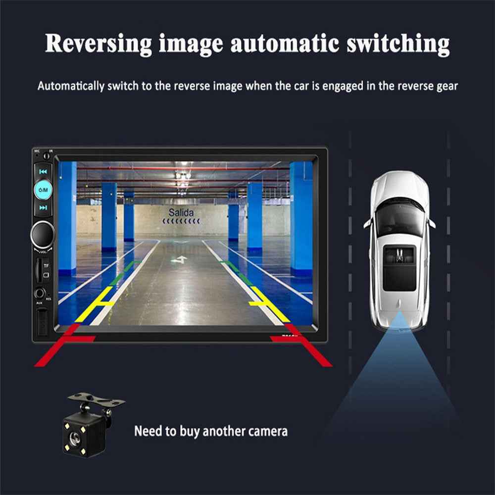 7010B Series 7" Touch Screen Car Audio MP5 Player Parking System with 8 LED Lights Rear View Camera