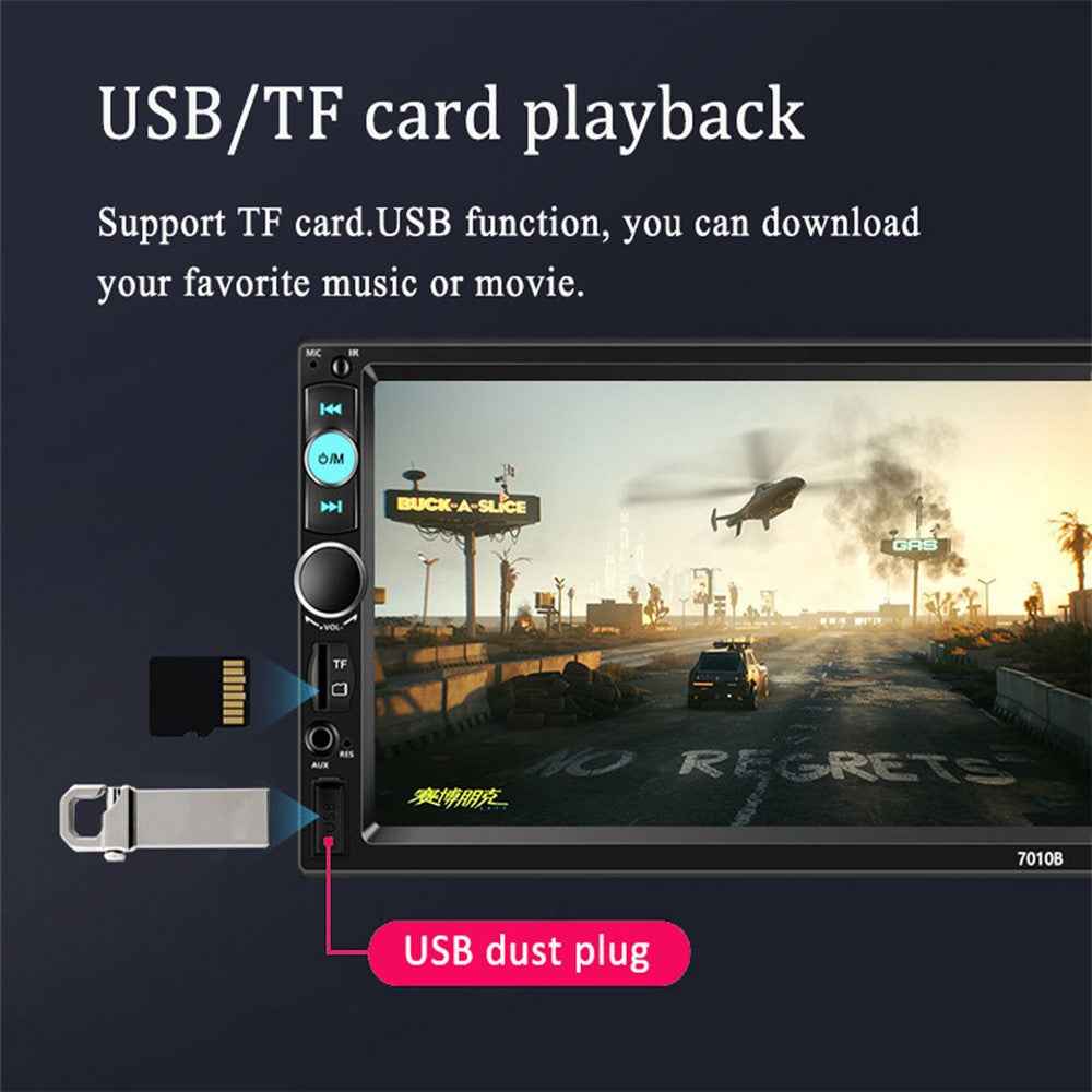 7010B Series 7" Touch Screen Car Audio MP5 Player Parking System with 8 LED Lights Rear View Camera