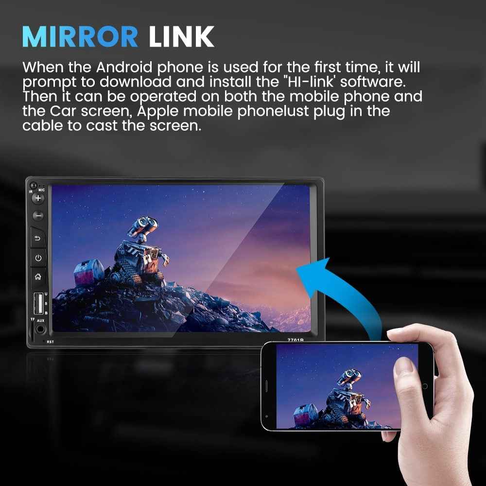 7701B 7-inch MP5 Carplayer Navigator Center Console Video Recorder with Radio (FM) / AUX  / Bluetooth-compatible Functions