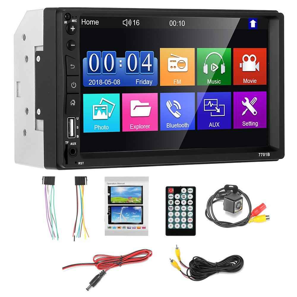 7701B-2 7-inch MP5 Carplayer with 12 Light Camera, Auto Car Center Console Video Recorder