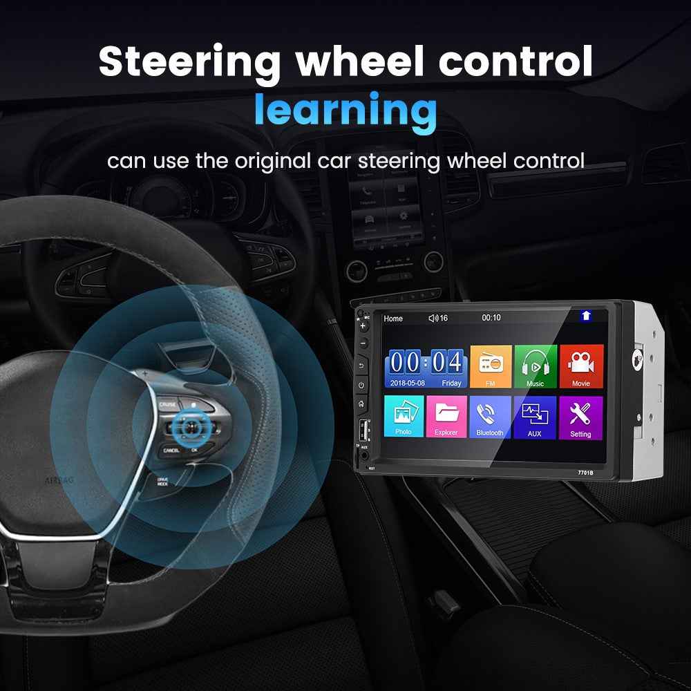 7701B-2 7-inch MP5 Carplayer with 12 Light Camera, Auto Car Center Console Video Recorder