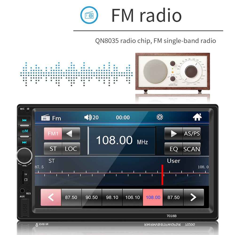 7018B Car Stereo Receiver 7-inch Touch Screen Multimedia Bluetooth-compatible Mirror Link USB / TF MP5 Player