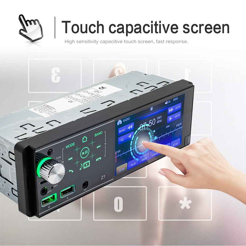 Z1 4.1-inch HD Touch Screen Wireless Bluetooth-compatible Car Radio MP5 Player with 7 Color Button Lights (No Battery)