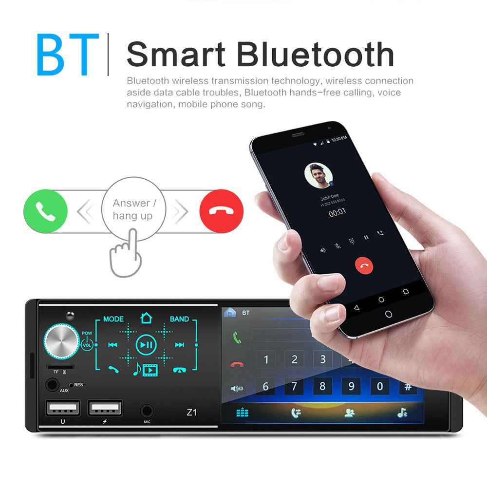 Z1 4.1-inch HD Touch Screen Wireless Bluetooth-compatible Car Radio MP5 Player with 7 Color Button Lights (No Battery)