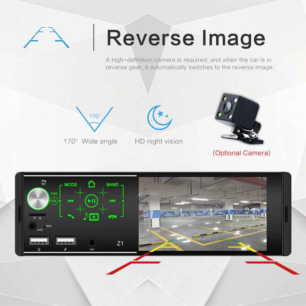 Z1 4.1-inch HD Touch Screen Wireless Bluetooth-compatible Car Radio MP5 Player with 7 Color Button Lights (No Battery)