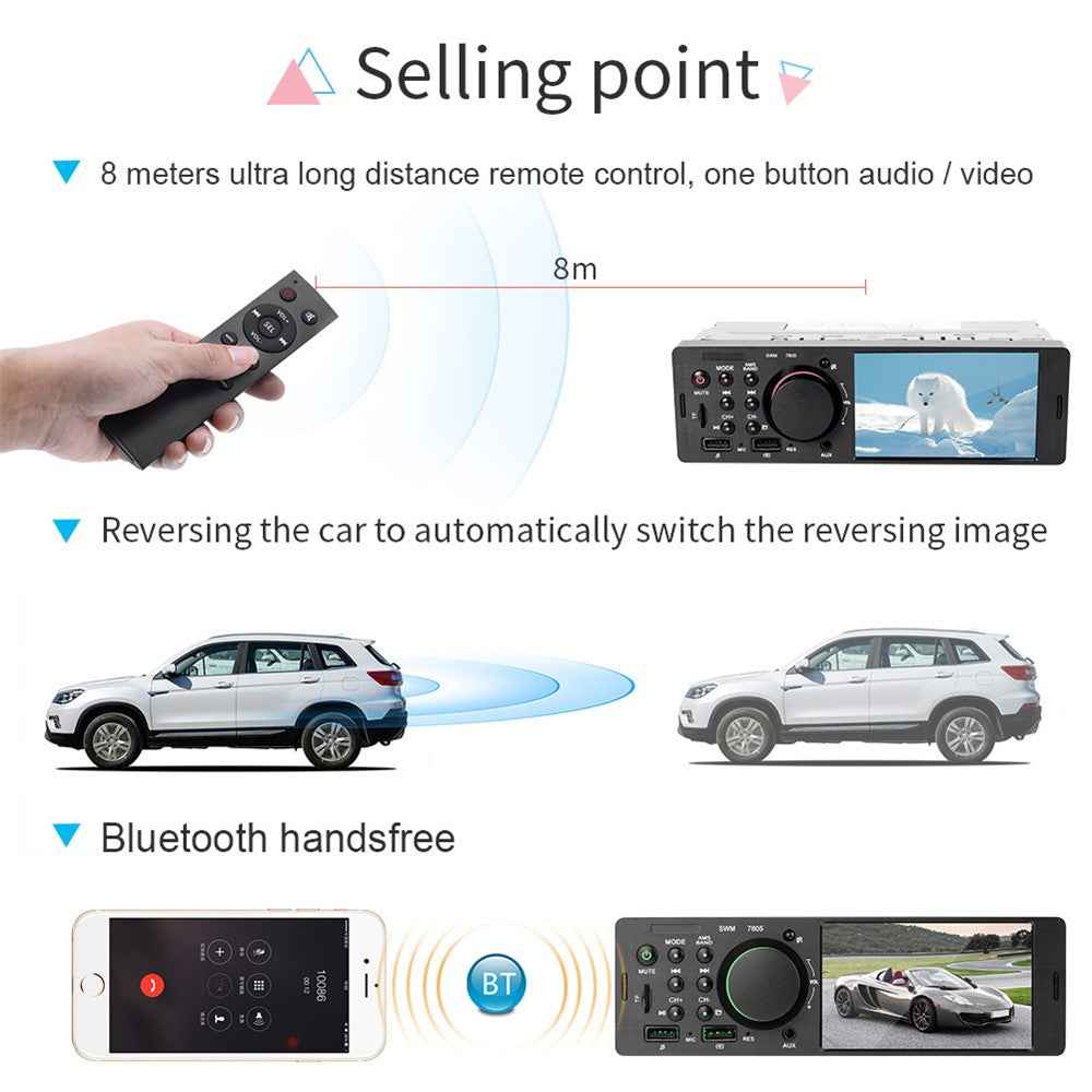 7805 Car Radio MP5 Player HD 4.1-inch Screen FM Stereo Audio with USB Charging Port (No Battery)