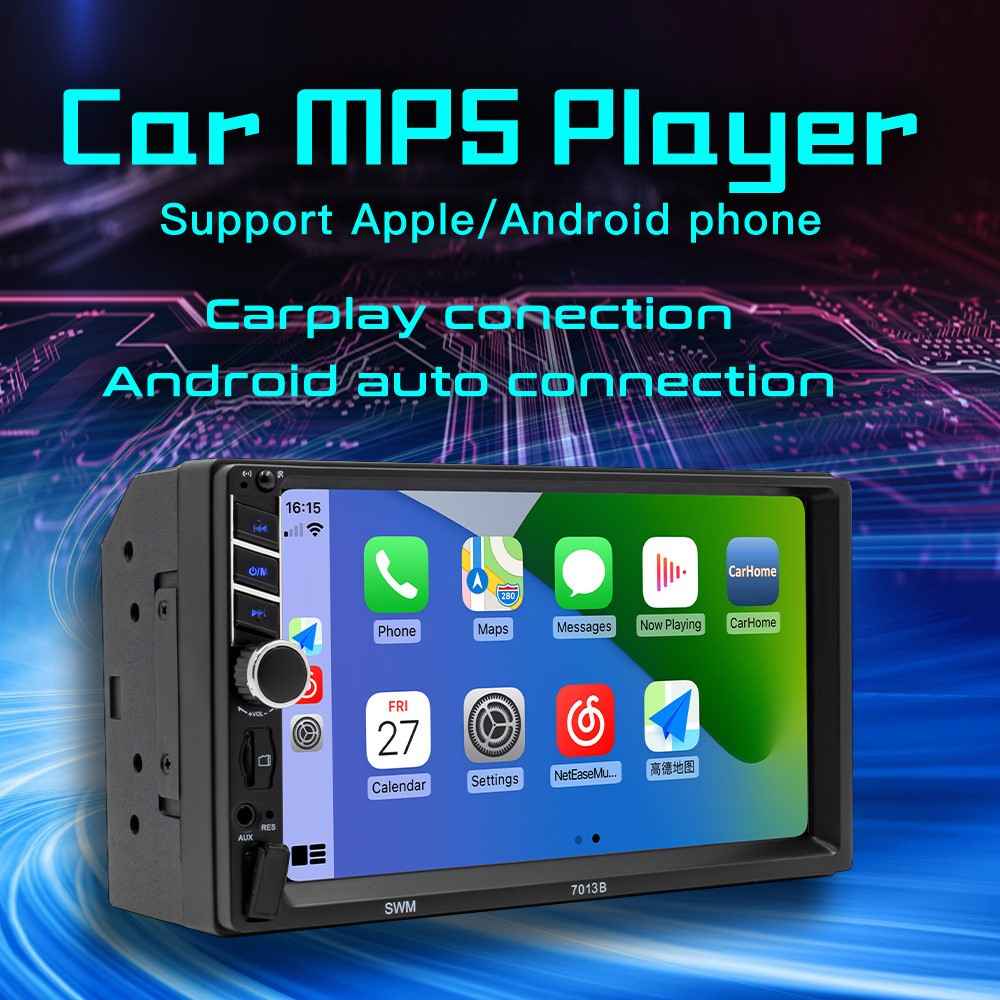 7013B 7-inch Car MP5 Player Bluetooth-compatible Multimedia FM Radio Audio Receiver AUX in USB TF Card Input