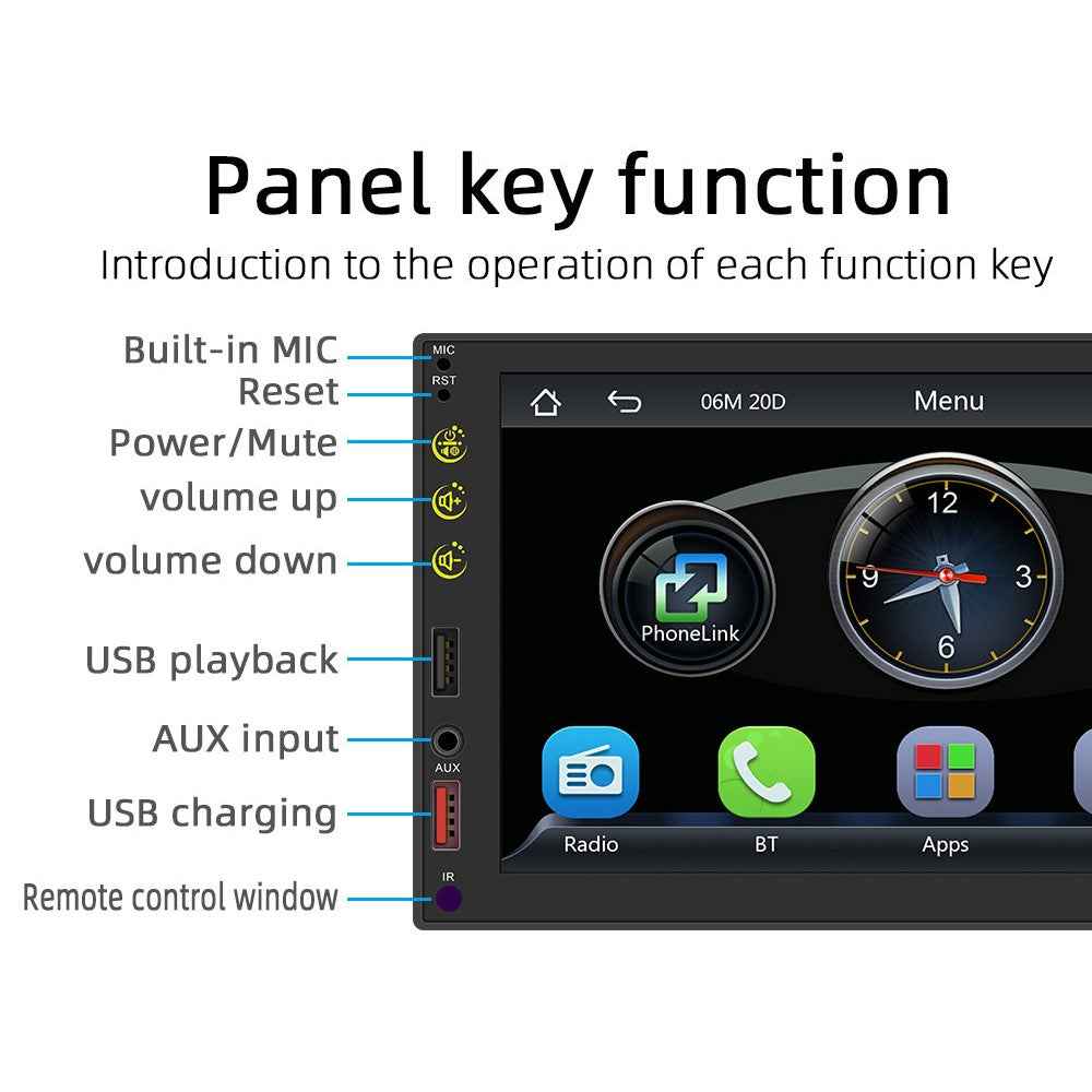 FS03C Car Stereo 7-inch MP5 Player Multimedia Player with Mirror Link Steering Wheel Control
