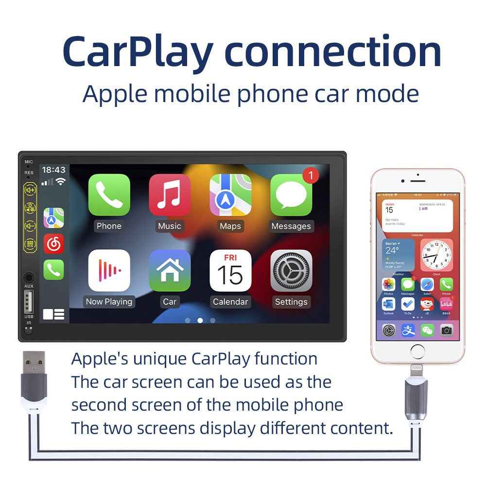 L1 7-inch Car Audio Receiver Bluetooth-compatible FM MP5 Player Supports Mirror Link for iOS / Android
