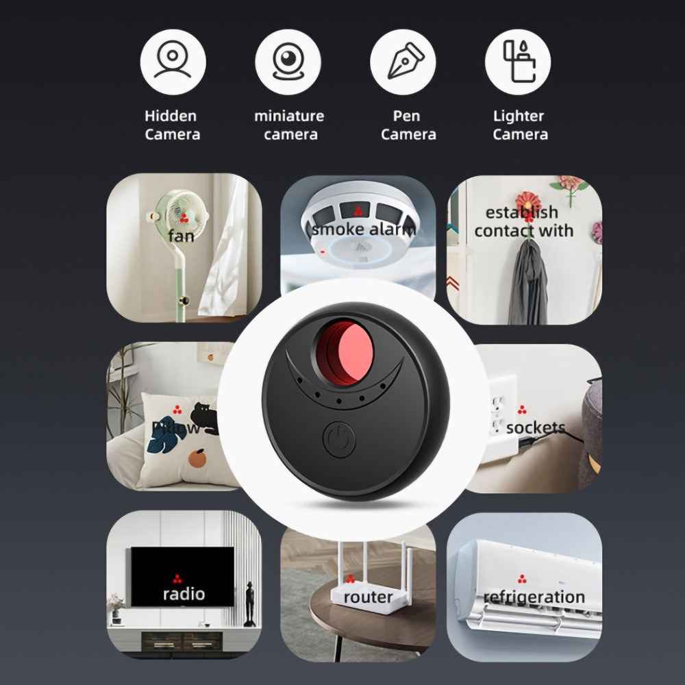 X17 Anti-Peep Camera Detector 4 AI Infrared Lamp Beads Camera Finder Portable GPS Car Signal Location Detector - White