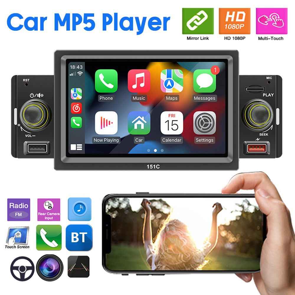 SWM151C 5-inch Display Car Play Mobile Phone Interconnection Car Bluetooth-compatible MP5 Player