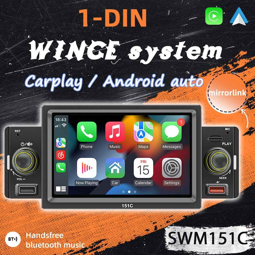 SWM151C 5-inch Display Car Play Mobile Phone Interconnection Car Bluetooth-compatible MP5 Player