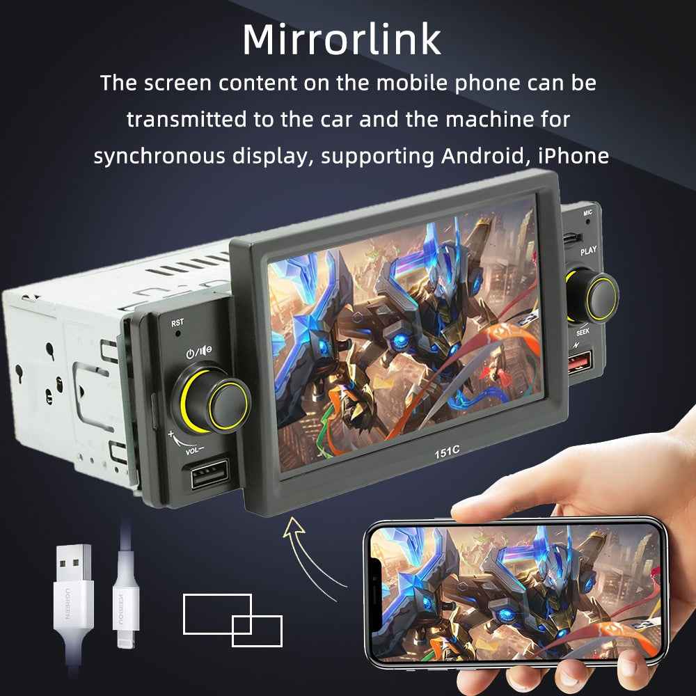 SWM151C 5-inch Display Car Play Mobile Phone Interconnection Car Bluetooth-compatible MP5 Player