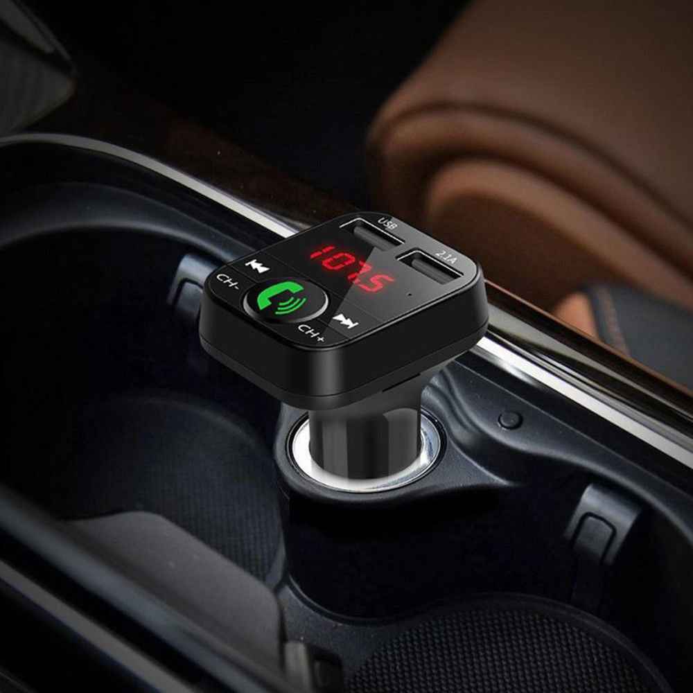 B2 Car Bluetooth-compatible 5.0 FM Transmitter Wireless Handsfree Mic Audio Receiver Auto MP3 Player 2.1A Dual USB Fast Charger Car Accessories