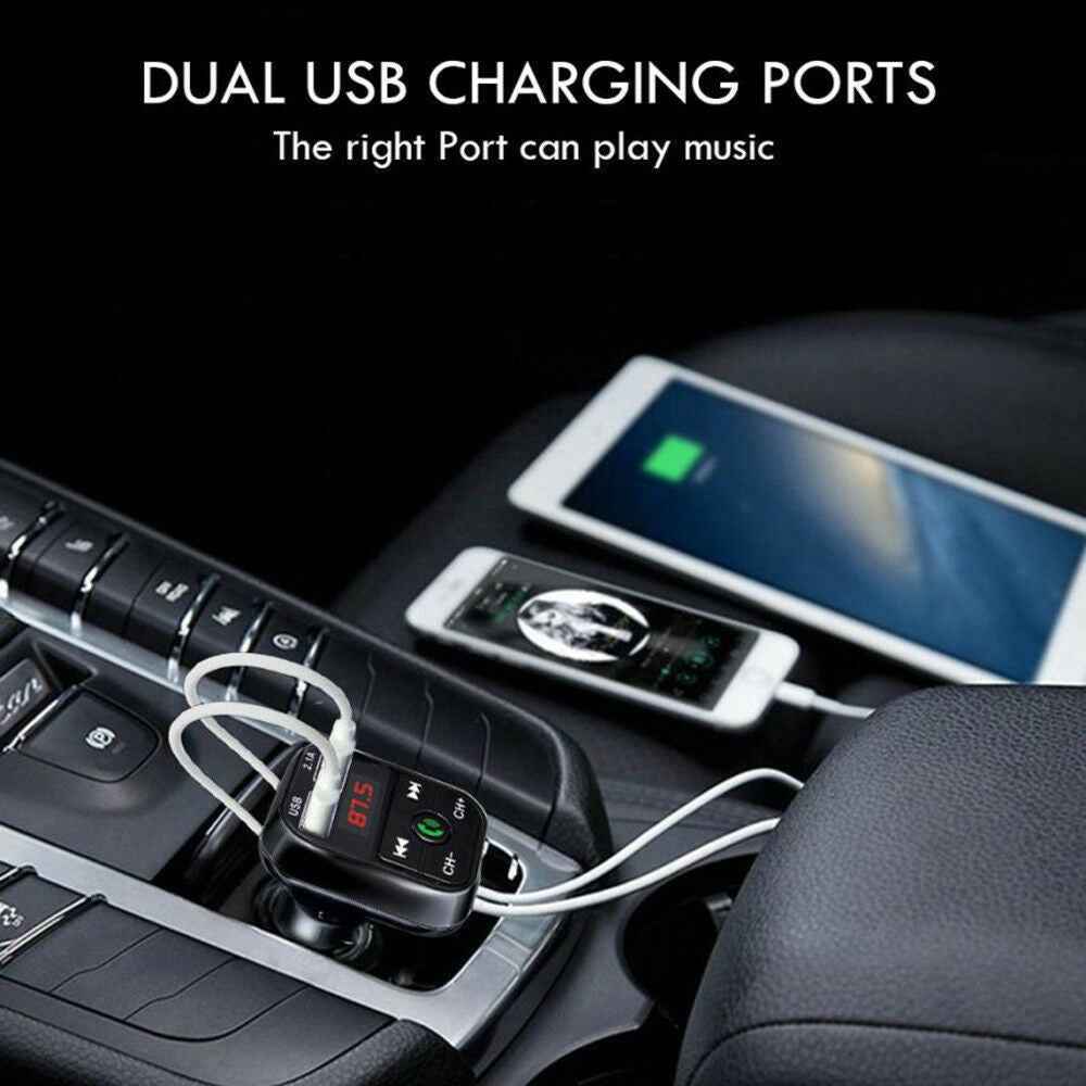 B2 Car Bluetooth-compatible 5.0 FM Transmitter Wireless Handsfree Mic Audio Receiver Auto MP3 Player 2.1A Dual USB Fast Charger Car Accessories