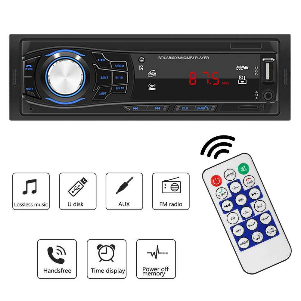 SWM 1428 RCA Audio Subwoofer 1 Din Car Stereo FM Radio Bluetooth MP3 Player with Remote Control
