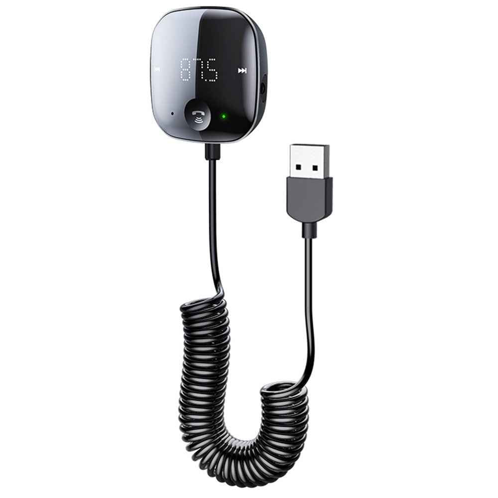 LOHEE S-25 Digital Display Car Bluetooth-compatible 5.0 Receiver MP3 Music Player FM Transmitter with USB Spring Cable