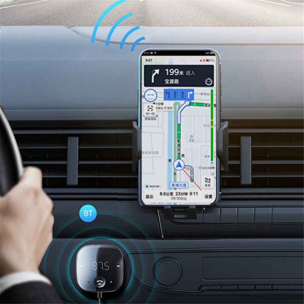 LOHEE S-25 Digital Display Car Bluetooth-compatible 5.0 Receiver MP3 Music Player FM Transmitter with USB Spring Cable