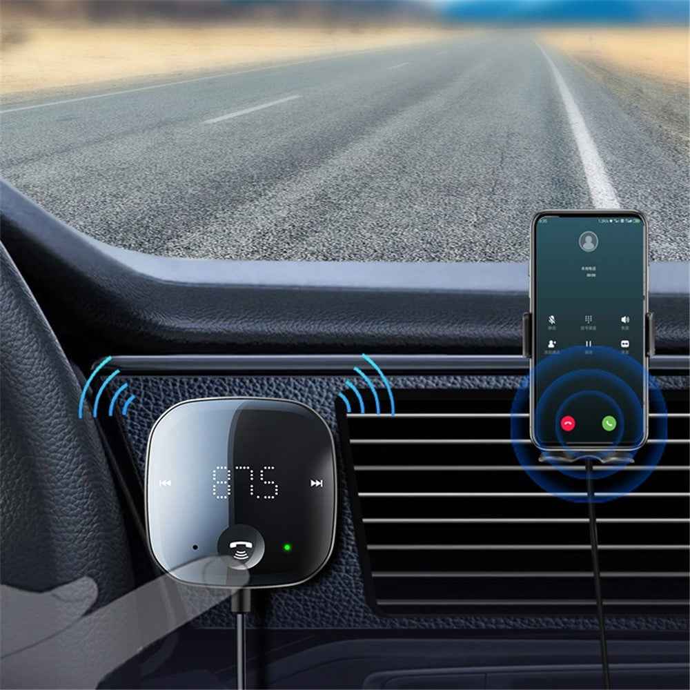 LOHEE S-25 Digital Display Car Bluetooth-compatible 5.0 Receiver MP3 Music Player FM Transmitter with USB Spring Cable