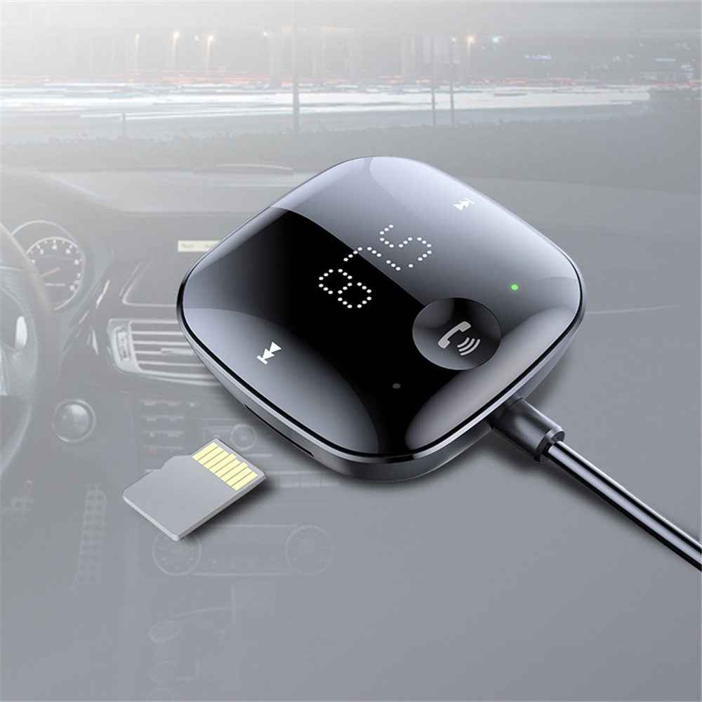LOHEE S-25 Digital Display Car Bluetooth-compatible 5.0 Receiver MP3 Music Player FM Transmitter with USB Spring Cable