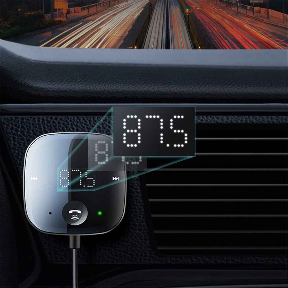 LOHEE S-25 Digital Display Car Bluetooth-compatible 5.0 Receiver MP3 Music Player FM Transmitter with USB Spring Cable