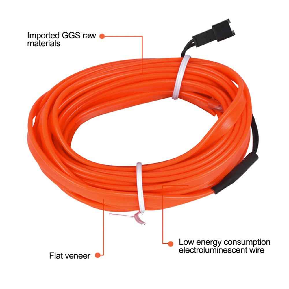 5m USB Car Interior EL Strip Light for Car Decoration Ambient Light Glowing Rope Lights with Driver - Baby Blue