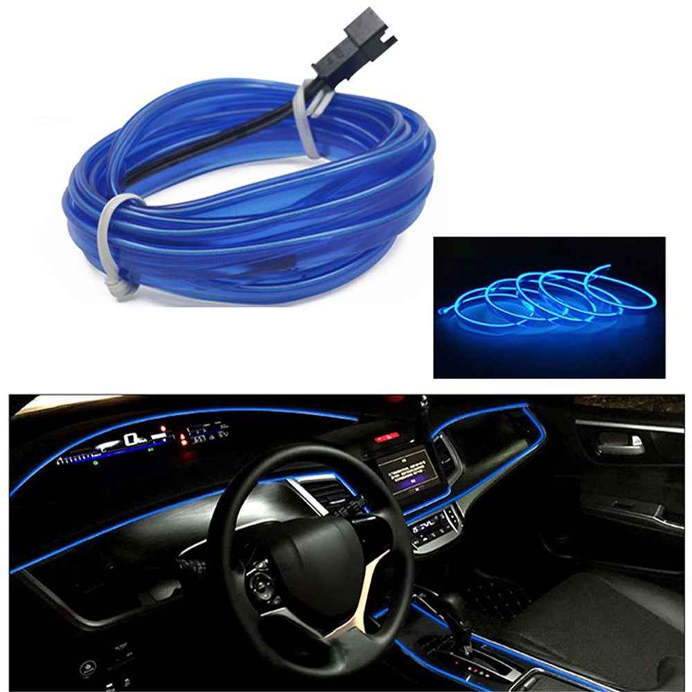 5m USB Car Interior EL Strip Light for Car Decoration Ambient Light Glowing Rope Lights with Driver - Blue