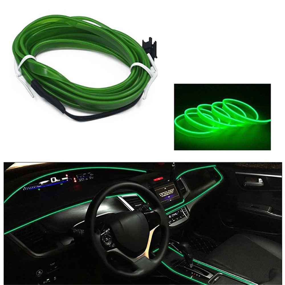 5m USB Car Interior EL Strip Light for Car Decoration Ambient Light Glowing Rope Lights with Driver - Green