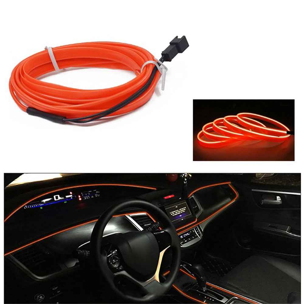 5m Cigarette Lighter EL Strip Light for Car Decoration Ambient Lights Glowing Rope Light with Driver - Orange