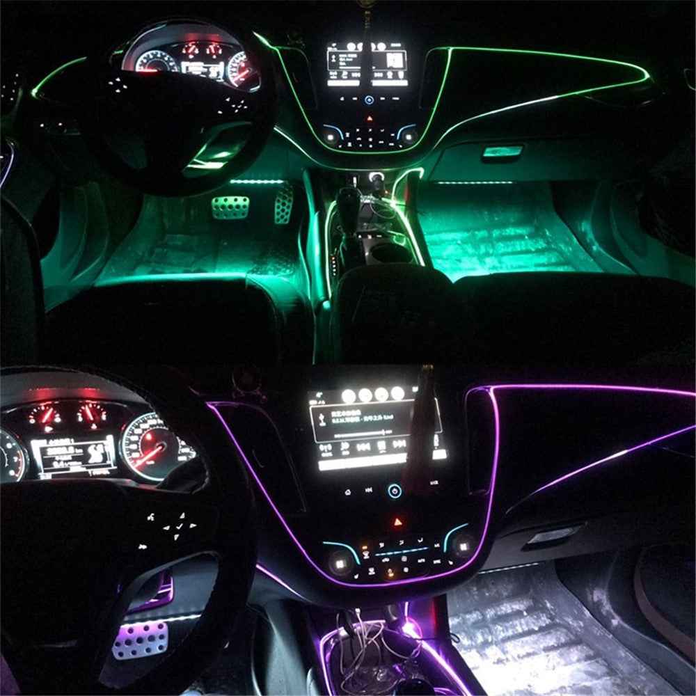 5m Cigarette Lighter EL Strip Light for Car Decoration Ambient Lights Glowing Rope Light with Driver - Orange