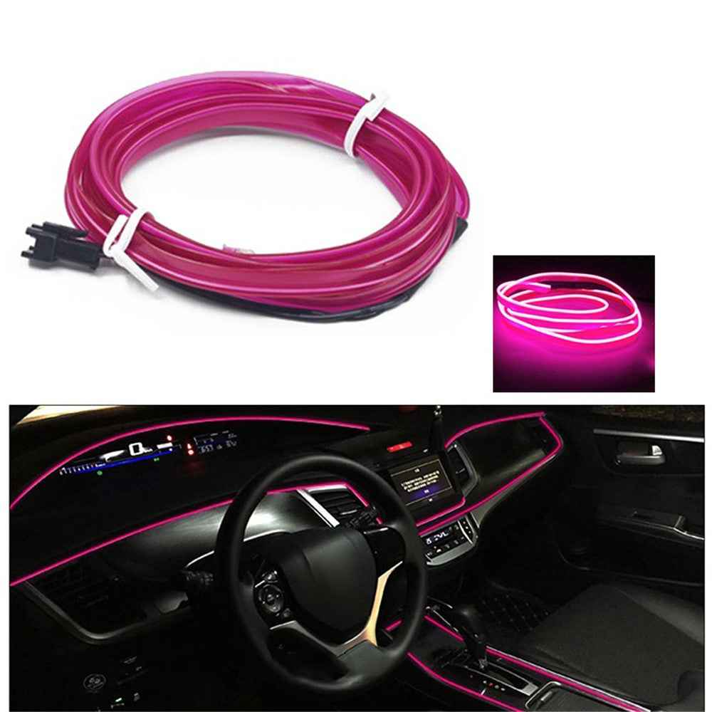 5m Cigarette Lighter EL Strip Light for Car Decoration Ambient Lights Glowing Rope Light with Driver - Pink