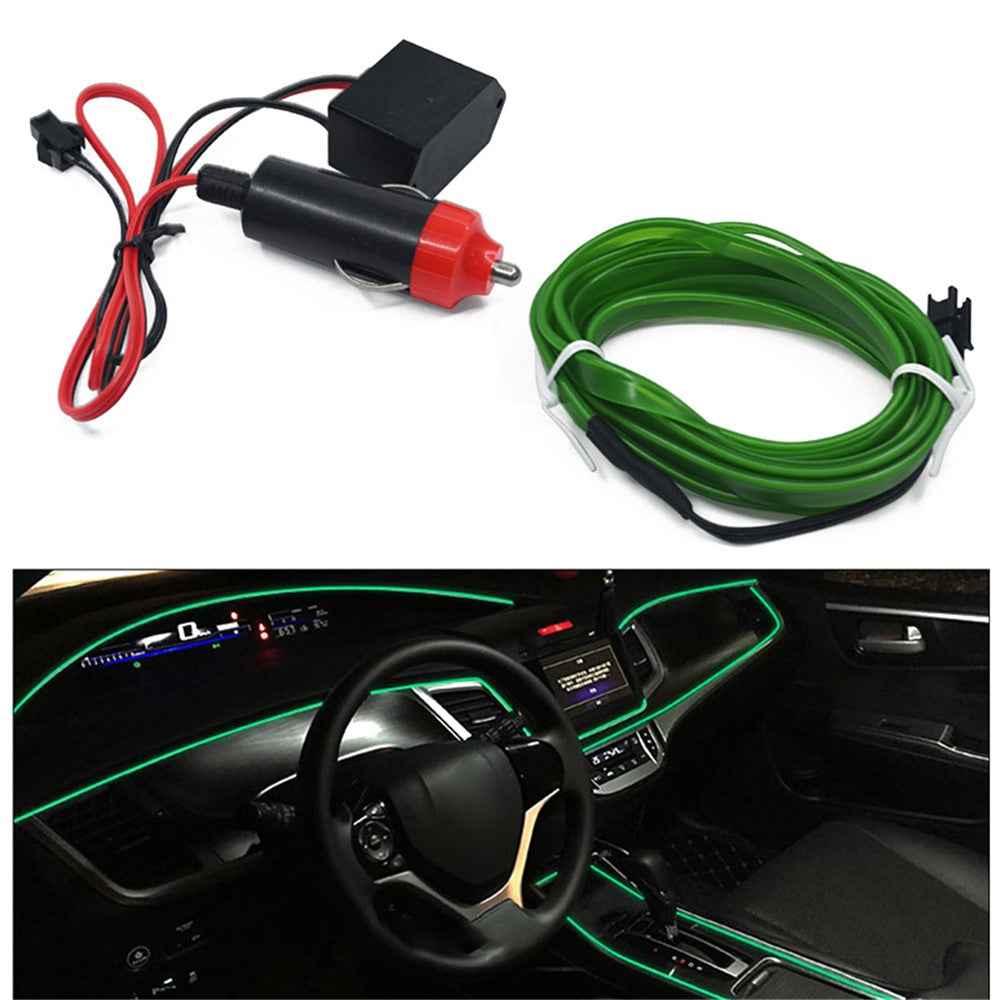 5m Cigarette Lighter EL Strip Light for Car Decoration Ambient Lights Glowing Rope Light with Driver - Green