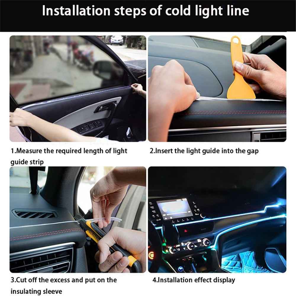 5m Cigarette Lighter EL Strip Light for Car Decoration Ambient Lights Glowing Rope Light with Driver - Yellow