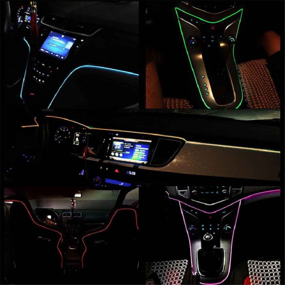 5m Cigarette Lighter EL Strip Light for Car Decoration Ambient Lights Glowing Rope Light with Driver - Yellow