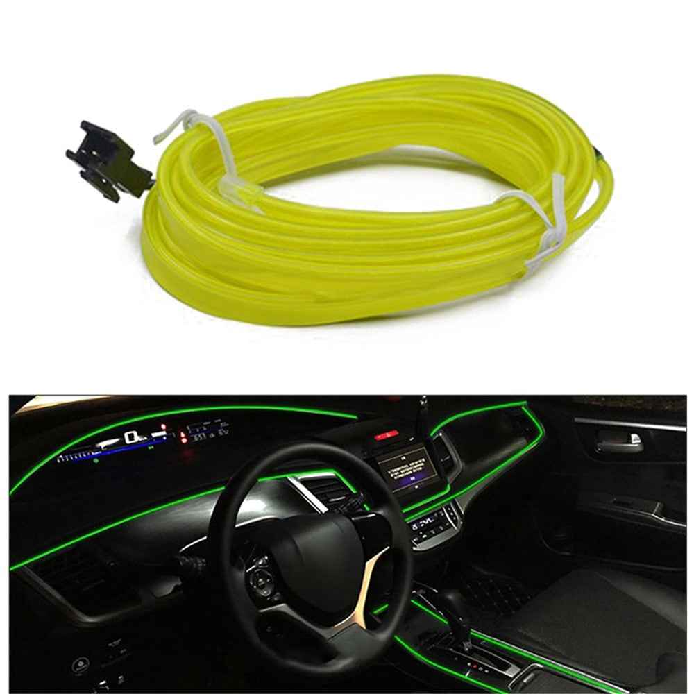 5m Cigarette Lighter EL Strip Light for Car Decoration Ambient Lights Glowing Rope Light with Driver - Fluorescent Green